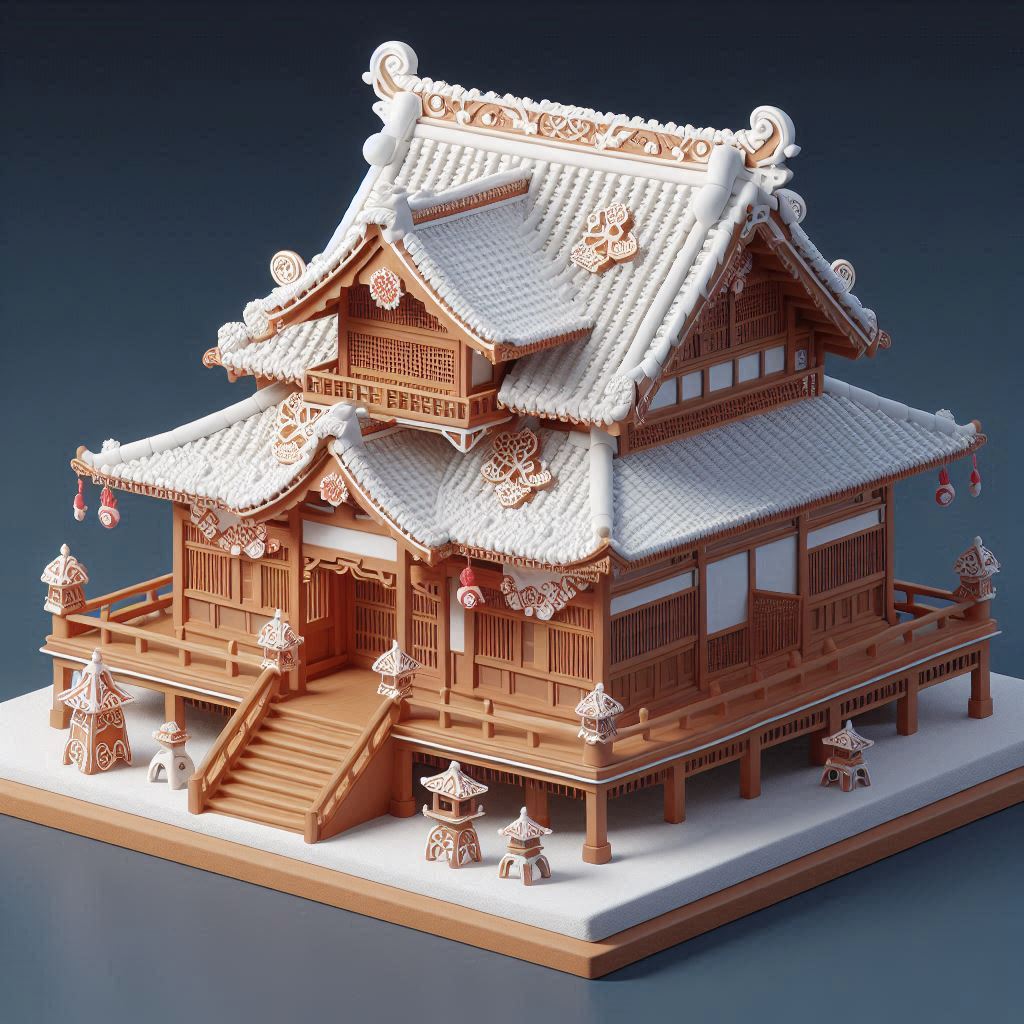 a japanese themed gignerbread house